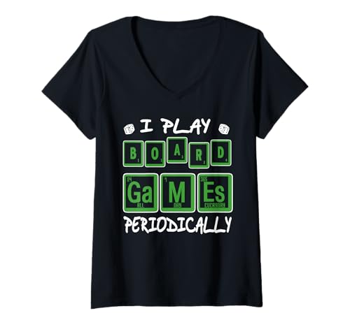 Damen Ich Spiele Brettspiele Periodisch Witzig T-Shirt mit V-Ausschnitt Damen Ich Spiele Brettspiele Periodisch Witzig T-Shirt mit V-Ausschnitt von Nerdige Spieleabend Chemie Fans