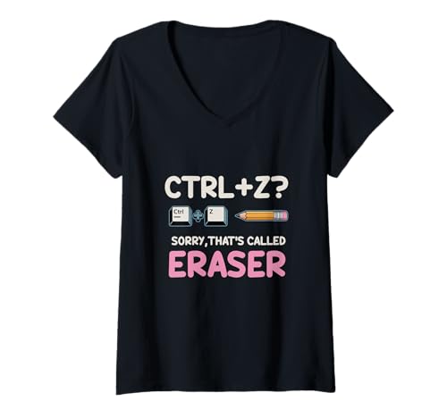 Damen Strg Z Sorry Das nennt Man Radiergummi Lustiger Schulhumor T-Shirt mit V-Ausschnitt Damen Strg Z Sorry Das nennt Man Radiergummi Lustiger Schulhumor T-Shirt mit V-Ausschnitt von Nerdige Zeichnungen Humor Bildung Studenten Lehrer