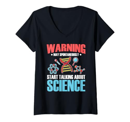 Damen Warnung Ich fange plötzlich an, über Wissenschaft zu reden T-Shirt mit V-Ausschnitt Damen Warnung Ich fange plötzlich an, über Wissenschaft zu reden T-Shirt mit V-Ausschnitt von Nerdiger Humor für Chemie Physik Biologie Fans