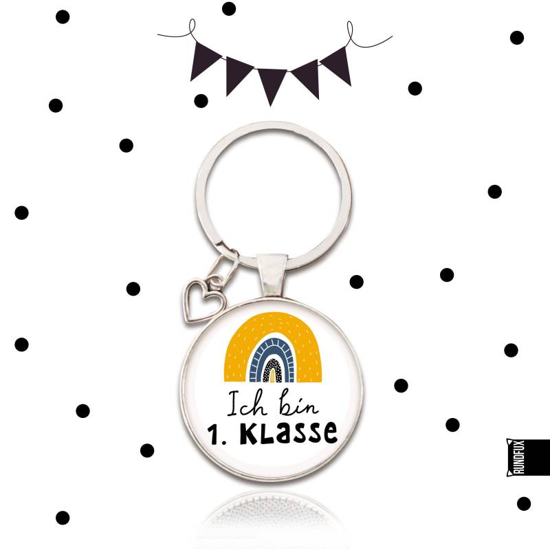Anhänger/Schmuck Zur Einschulung Für Kinder | Regenbogen Blau - Ich Bin 1. Klasse + Herz Schlüssel, Kette, Tasche Oder Tornister von NerdsAndNoodles