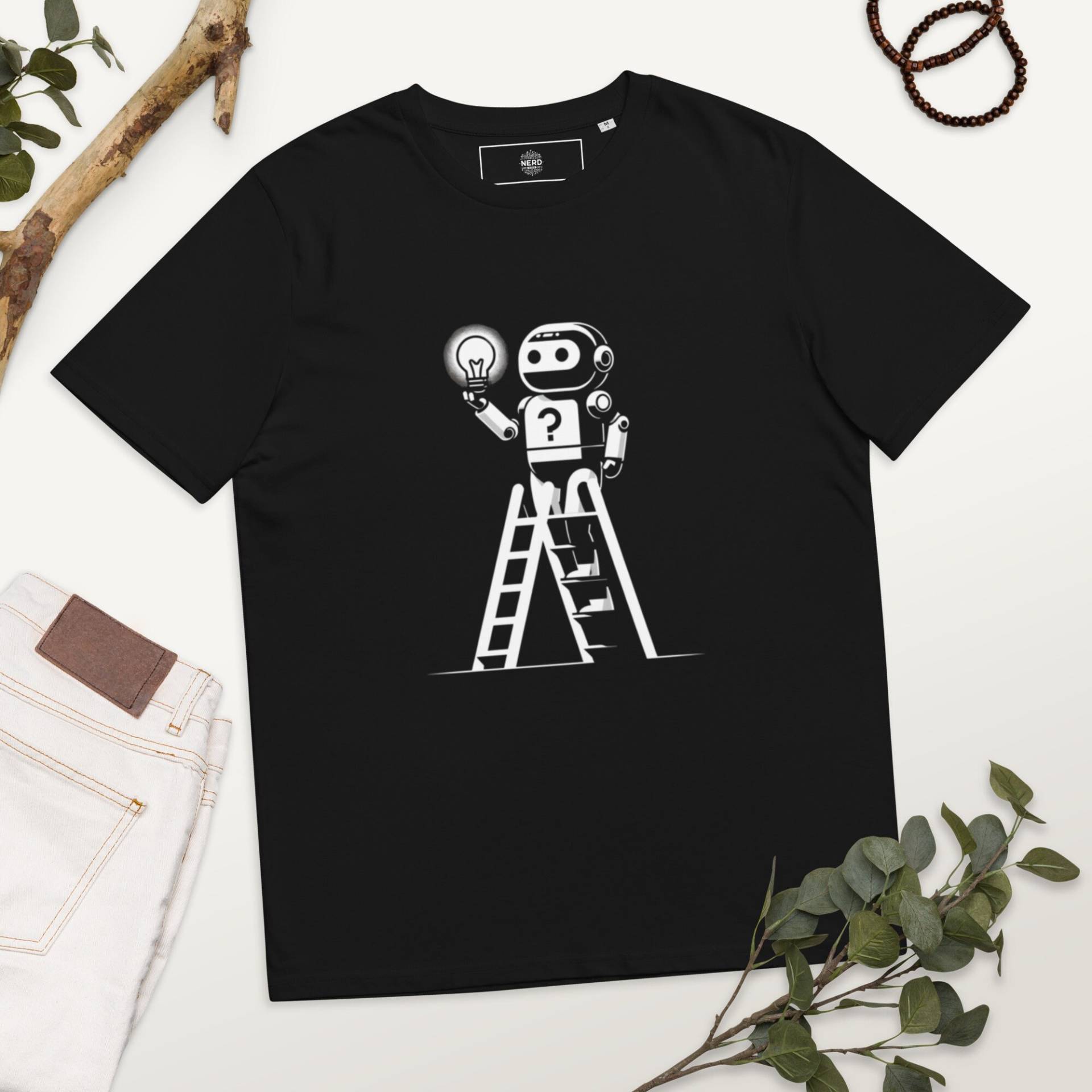 Roboter Und Glühbirne Unisex-Bio-Baumwoll-T-Shirt Roboter Und Glühbirne Unisex-Bio-Baumwoll-T-Shirt von NerdwearSchweiz