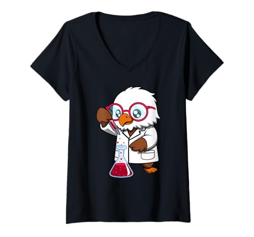Damen Niedliches Nerdy-Adler-Cartoon-Design T-Shirt mit V-Ausschnitt Damen Niedliches Nerdy-Adler-Cartoon-Design T-Shirt mit V-Ausschnitt von Nerdy Animal Squad - Eagle Edition