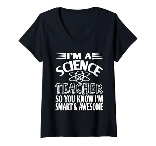 Damen Lustiger Spruch für kluge Naturwissenschaftler T-Shirt mit V-Ausschnitt von Nerdy Wissenschaft Lehrer mit Selbstbewusstsein