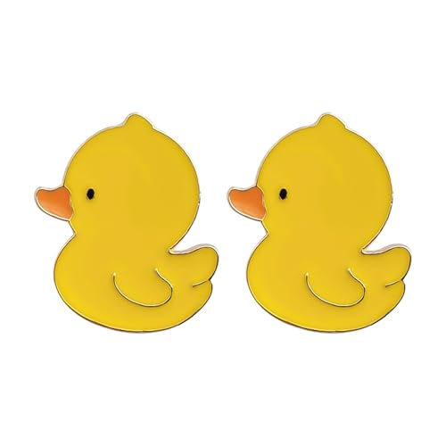Nereds 2 Stück niedliche gelbe Ente Emaille Pin Cartoon Tier Ente Emaille Legierung Brosche Abzeichen für Kleidung Taschen Hüte Dekorationen Mädchen Jungen Frauen Geschenk, Einheitsgröße, Metall von Nereds