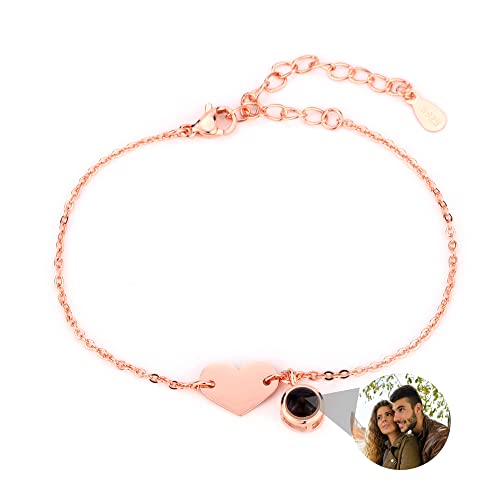 Benutzerdefinierte Armbänder mit Bild innen, personalisiertes Herzbildarmband, Fotoprojektionsarmbänder, Bildarmband mit personalisiertem Foto, individuelle Fotogeschenke für Frauen/Männer/Paar von Nergaebe