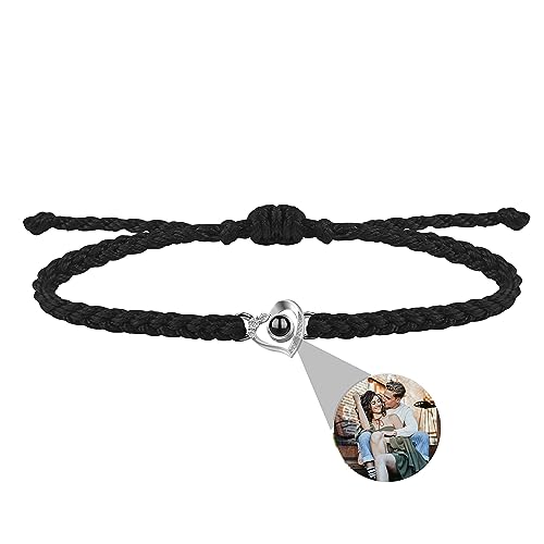 Benutzerdefinierte Armbänder mit Bild innen, personalisiertes Herzbildarmband, Fotoprojektionsarmbänder, Bildarmband mit personalisiertem Foto, individuelle Fotogeschenke für Frauen/Männer/Paar von Nergaebe