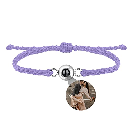 Benutzerdefinierte Foto-Armband für Männer Frauen Personalisierte Bild Projektion Armband Kreis Foto Armbänder mit Bild im Inneren Einstellbar Geflochtene Armbands für Mädchen Jungen von Nergaebe