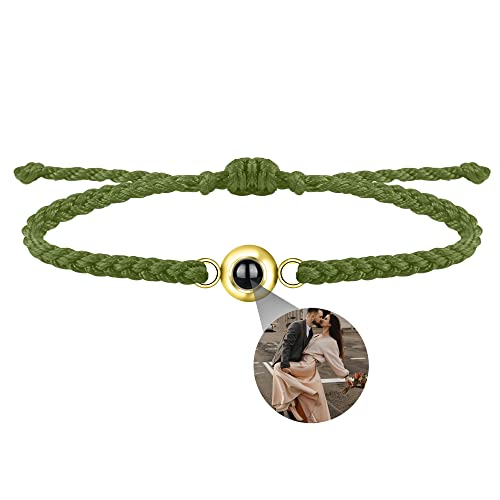 Benutzerdefinierte Foto-Armband für Männer Frauen Personalisierte Bild Projektion Armband Kreis Foto Armbänder mit Bild im Inneren Einstellbar Geflochtene Armbands für Mädchen Jungen von Nergaebe