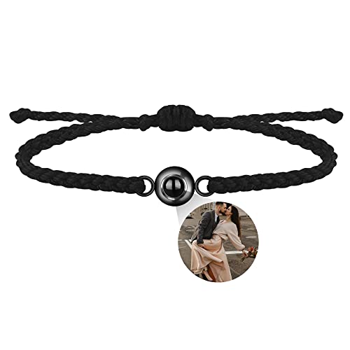 Benutzerdefinierte Foto-Armband für Männer Frauen Personalisierte Bild Projektion Armband Kreis Foto Armbänder mit Bild im Inneren Einstellbar Geflochtene Armbands für Mädchen Jungen von Nergaebe