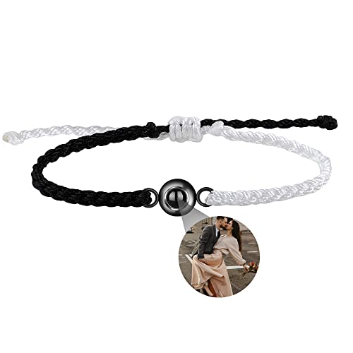 Benutzerdefinierte Foto-Armband für Männer Frauen Personalisierte Bild Projektion Armband Kreis Foto Armbänder mit Bild im Inneren Einstellbar Geflochtene Armbands für Mädchen Jungen von Nergaebe