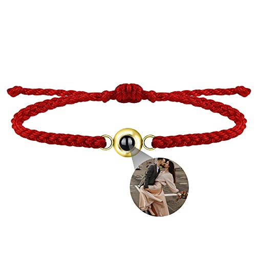 Benutzerdefinierte Foto-Armband für Männer Frauen Personalisierte Bild Projektion Armband Kreis Foto Armbänder mit Bild im Inneren Einstellbar Geflochtene Armbands für Mädchen Jungen von Nergaebe