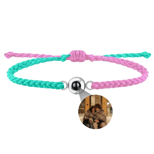 Benutzerdefinierte Foto-Armband für Männer Frauen personalisierte Foto Projektion Armband Kreis Foto Armbänder mit Bild im Inneren einstellbar geflochtene Armband für Mädchen Jungen von Nergaebe