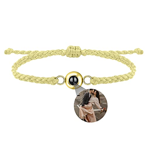 Benutzerdefinierte Foto-Armband für Männer Frauen Personalisierte Bild Projektion Armband Kreis Foto Armbänder mit Bild im Inneren Einstellbar Geflochtene Armbands für Mädchen Jungen von Nergaebe