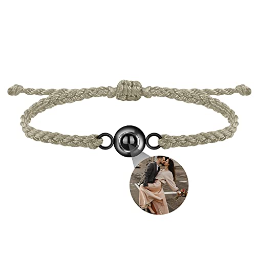 Benutzerdefinierte Foto-Armband für Männer Frauen Personalisierte Bild Projektion Armband Kreis Foto Armbänder mit Bild im Inneren Einstellbar Geflochtene Armbands für Mädchen Jungen von Nergaebe