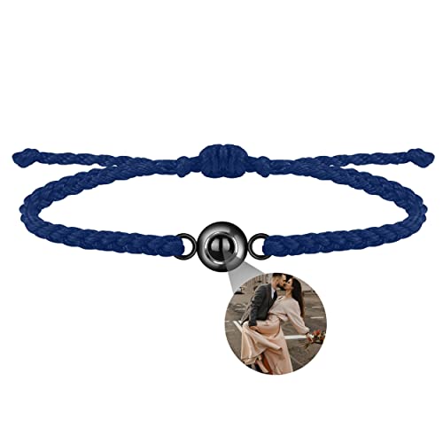 Benutzerdefinierte Foto-Armband für Männer Frauen Personalisierte Bild Projektion Armband Kreis Foto Armbänder mit Bild im Inneren Einstellbar Geflochtene Armbands für Mädchen Jungen von Nergaebe