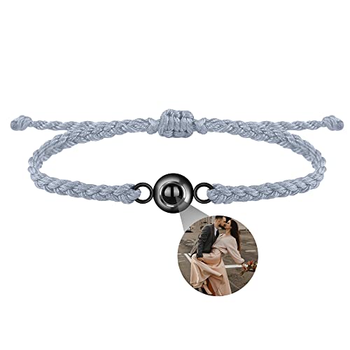 Benutzerdefinierte Foto-Armband für Männer Frauen Personalisierte Bild Projektion Armband Kreis Foto Armbänder mit Bild im Inneren Einstellbar Geflochtene Armbands für Mädchen Jungen von Nergaebe