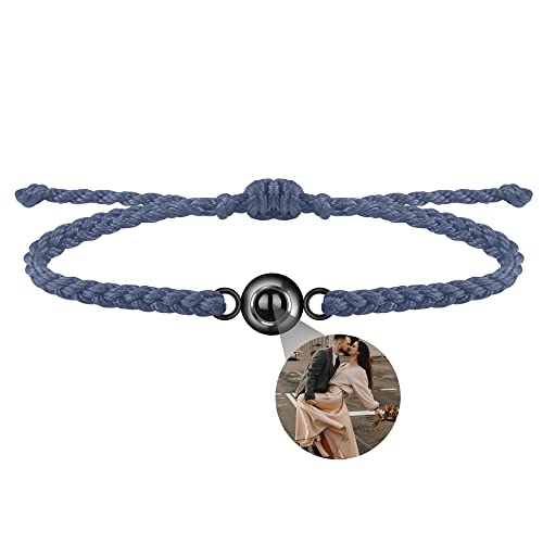 Benutzerdefinierte Foto-Armband für Männer Frauen Personalisierte Bild Projektion Armband Kreis Foto Armbänder mit Bild im Inneren Einstellbar Geflochtene Armbands für Mädchen Jungen von Nergaebe