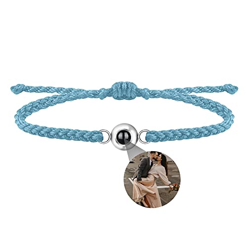 Benutzerdefinierte Foto-Armband für Männer Frauen personalisierte Foto Projektion Armband Kreis Foto Armbänder mit Bild im Inneren einstellbar geflochtene Armband für Mädchen Jungen von Nergaebe