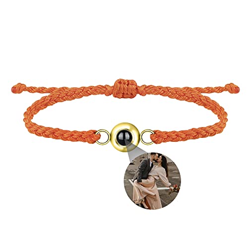 Benutzerdefinierte Foto-Armband für Männer Frauen Personalisierte Bild Projektion Armband Kreis Foto Armbänder mit Bild im Inneren Einstellbar Geflochtene Armbands für Mädchen Jungen von Nergaebe