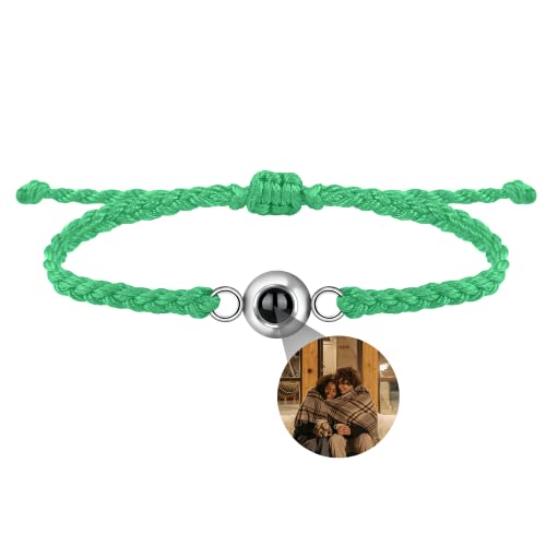Benutzerdefinierte Foto-Armband für Männer Frauen Personalisierte Bild Projektion Armband Kreis Foto Armbänder mit Bild im Inneren Einstellbar Geflochtene Armbands für Mädchen Jungen von Nergaebe