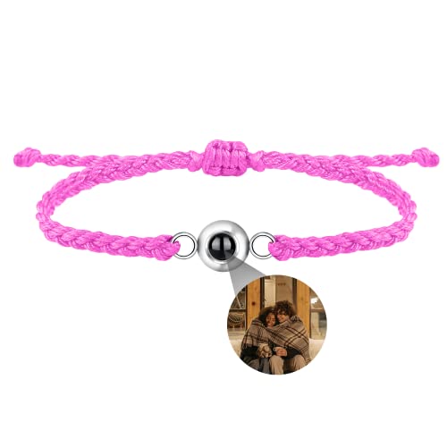 Benutzerdefinierte Foto-Armband für Männer Frauen Personalisierte Bild Projektion Armband Kreis Foto Armbänder mit Bild im Inneren Einstellbar Geflochtene Armbands für Mädchen Jungen von Nergaebe