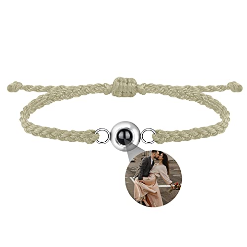 Benutzerdefinierte Foto-Armband für Männer Frauen Personalisierte Bild Projektion Armband Kreis Foto Armbänder mit Bild im Inneren Einstellbar Geflochtene Armbands für Mädchen Jungen von Nergaebe