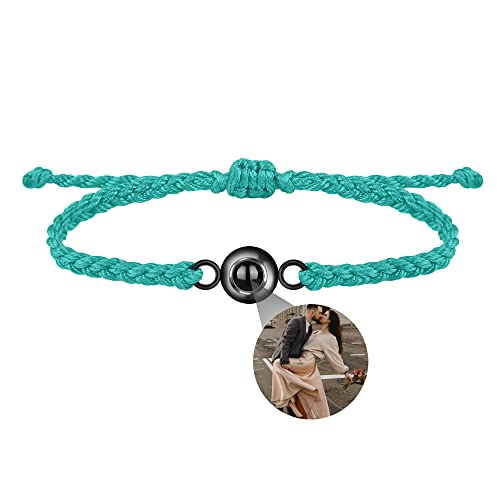 Benutzerdefinierte Foto-Armband für Männer Frauen Personalisierte Bild Projektion Armband Kreis Foto Armbänder mit Bild im Inneren Einstellbar Geflochtene Armbands für Mädchen Jungen von Nergaebe