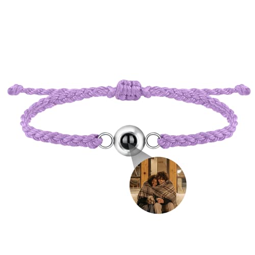 Benutzerdefinierte Foto-Armband für Männer Frauen personalisierte Foto Projektion Armband Kreis Foto Armbänder mit Bild im Inneren einstellbar geflochtene Armband für Mädchen Jungen von Nergaebe