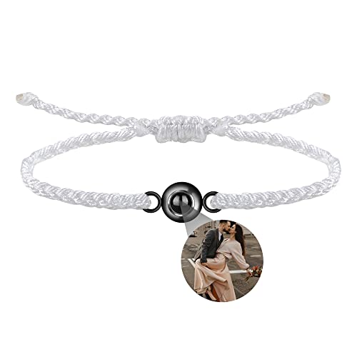 Benutzerdefinierte Foto-Armband für Männer Frauen Personalisierte Bild Projektion Armband Kreis Foto Armbänder mit Bild im Inneren Einstellbar Geflochtene Armbands für Mädchen Jungen von Nergaebe