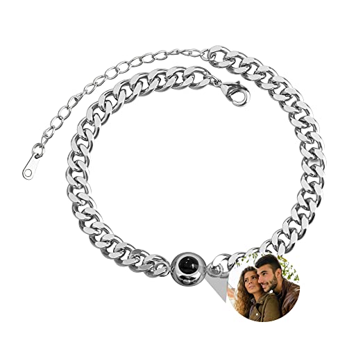 Benutzerdefinierte Fotoarmbänder für Paare, personalisierte Bilderarmbänder mit Fotos, kreisförmige Fotoarmbänder, Fotoprojektionsarmbänder für Damen und Herren, Jubiläen, Geburtstage, Vatertag von Nergaebe