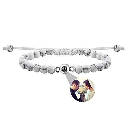 Nergaebe Benutzerdefinierte Armbänder mit Bild im Inneren, personalisierte Projektionsarmbänder mit Fotos, benutzerdefinierte Kreis-Fotoarmbänder für Frauen/Männer/Familie/Paar/Freund/Haustier von Nergaebe