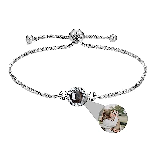 Nergaebe Personalisierte Fotoarmbänder mit Bild innen, individuelle Projektionsarmbänder mit Fotos für Damen und Herren, Kreisbildarmband für Muttertag, Geburtstage, Jahrestag, Weihnachten von Nergaebe