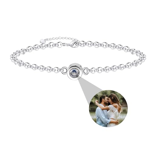 Nergaebe Personalisierte Fotoarmbänder mit Bild innen, individuelle Projektionsarmbänder mit Fotos für Damen und Herren, Kreisbildarmband für Muttertag, Geburtstage, Jahrestag, Weihnachten von Nergaebe