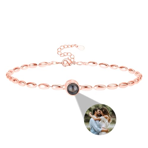 Nergaebe Personalisierte Fotoarmbänder mit Bild innen, individuelle Projektionsarmbänder mit Fotos für Damen und Herren, Kreisbildarmband für Muttertag, Geburtstage, Jahrestag, Weihnachten von Nergaebe