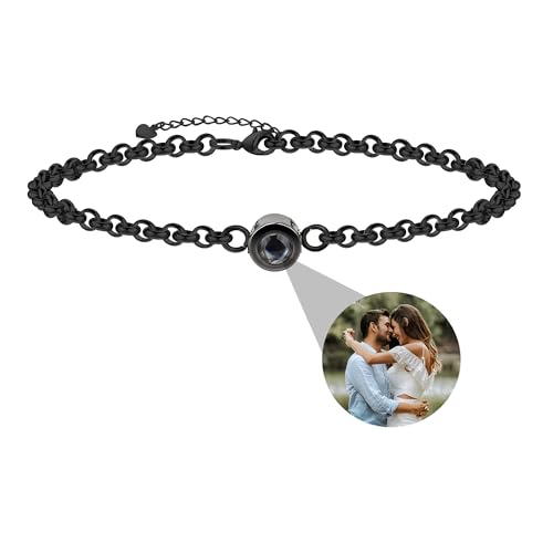 Nergaebe Personalisierte Fotoarmbänder mit Bild innen, individuelle Projektionsarmbänder mit Fotos für Damen und Herren, Kreisbildarmband für Muttertag, Geburtstage, Jahrestag, Weihnachten von Nergaebe