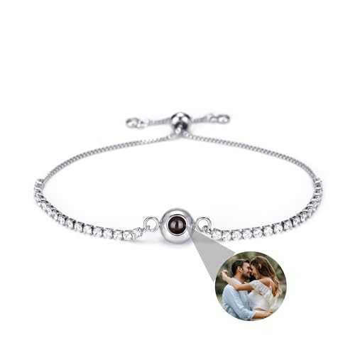 Nergaebe Personalisierte Fotoarmbänder mit Bild innen, individuelle Projektionsarmbänder mit Fotos für Damen und Herren, Kreisbildarmband für Muttertag, Geburtstage, Jahrestag, Weihnachten von Nergaebe