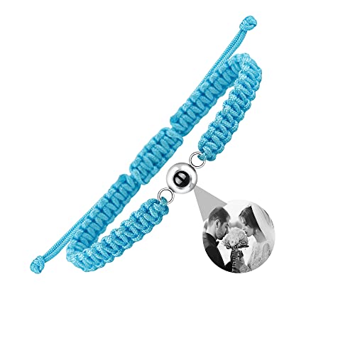 Nergaebe Personalisiertes Foto-Armband mit Bild innen für Männer Frauen Personalisiertes Bild-Armband Verstellbares handgefertigtes geflochtenes Seil-Kreis-Foto-Armband für Ihn Sie von Nergaebe