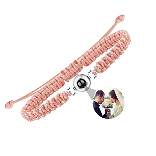 Nergaebe Personalisiertes Foto-Armband Mit Bild Innen für Männer Und Frauen - Verstellbares Handgefertigtes Geflochtenes Seil-Kreis-Armband für Ihn Und Sie von Nergaebe