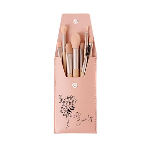 Personalisierte Make-up-Pinseltasche mit Geburtsblumen, Individuelles Namens-Make-up-Taschen-Set mit 8 Make-up-Pinseln, Reise-Make-up-Tasche, Make-up-Pinsel-Organizer für Frauen, Weihnachten von Nergaebe