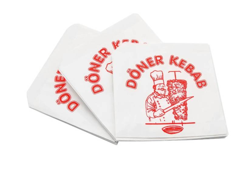 Nergiz Einweghandschuhe 1000 Stück Dönertüte Kebabtüte Dönertasche (Weiß mit Motiv / 16x16 cm) von Nergiz