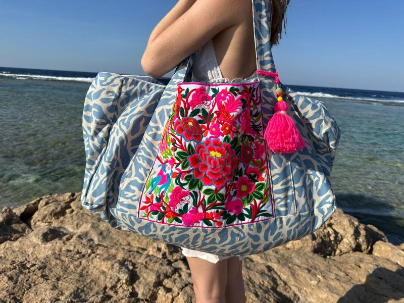 Yogatasche Hmong Blau Stickerei von NeriaBags