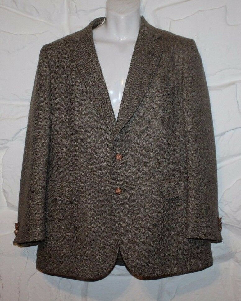 Vintage Beige Herringbone Wool College Hall Hip Length Maßgeschneidertes Fit Jacket Blazer Sz 43 Vintage Beige Herringbone Wool College Hall Hip Length Maßgeschneidertes Fit Jacket Blazer Sz 43 von NeringasVintageStore