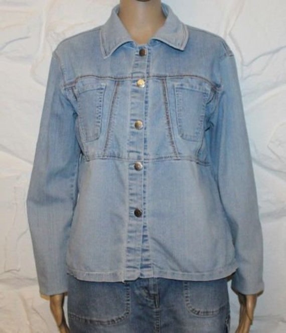 Vintage Blau Denim Puissant Button Langarm Lässig Ehip Länge Top Shirt Größe Xl Boho von NeringasVintageStore