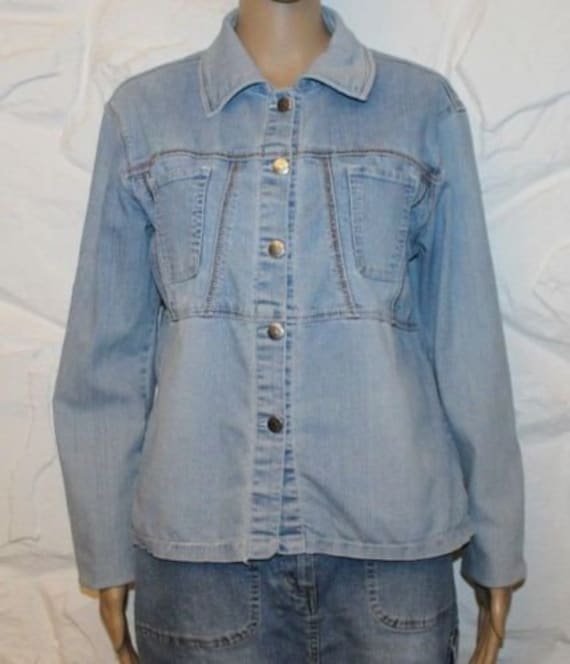 Vintage Blau Denim Puissant Button Langarm Lässig Ehip Länge Top Shirt Größe Xl Boho von NeringasVintageStore