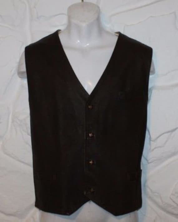 Vintage Braun Leder & Andere Wiedersehen Klamotten Button Hüftlang Westlichen Weste Größe Xxl Vintage Braun Leder & Andere Wiedersehen Klamotten Button Hüftlang Westlichen Weste Größe Xxl von NeringasVintageStore