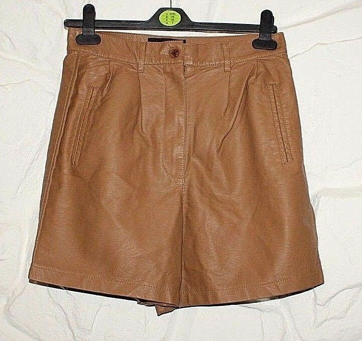 Vintage Brown Look Leder Cubus Zip Hot Pants Clubwear Biker High Waist Shorts 8/36 von NeringasVintageStore