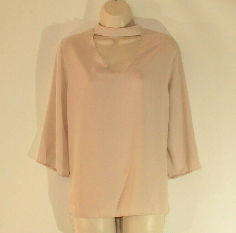 Vintage Cappuccino Stoff Atmosphere 3/4 Ärmel Casual Party Top Bluse Größe 20/48 von NeringasVintageStore