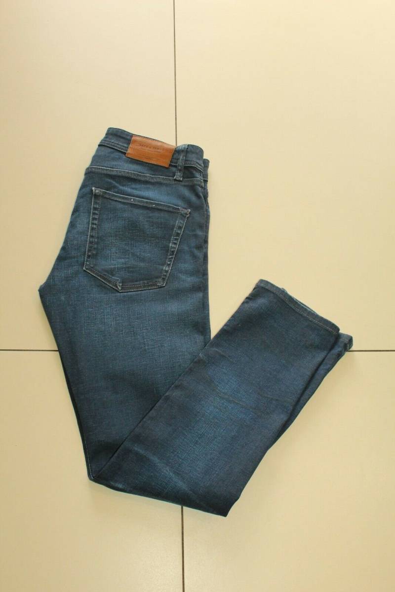 Vintage Herren Blau Denim Jack & Jones Button Mid Rise Slim Fit Verblasst Jeans W 30 L 29 von NeringasVintageStore