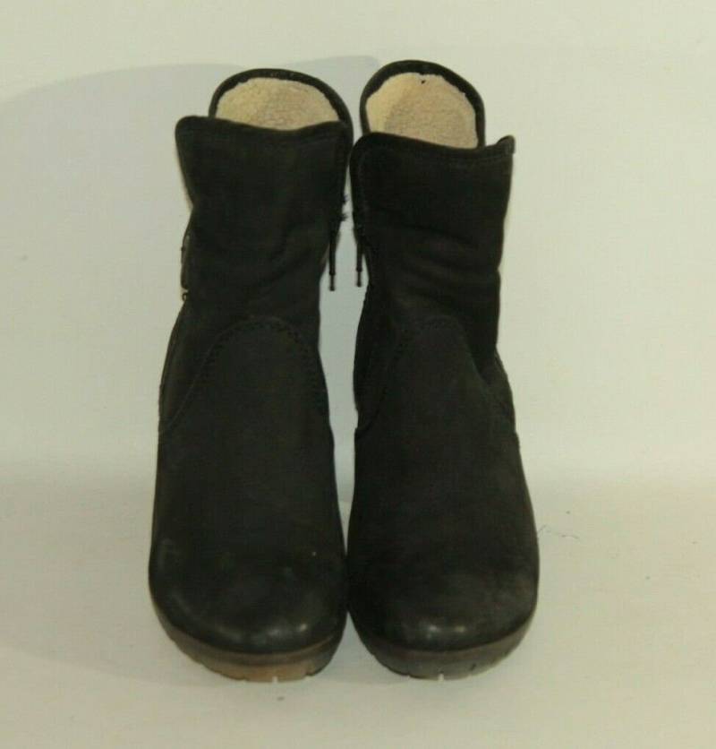 Vintage Leder | Nubuk Manas Zip Spitz Mitte Ferse Damen Stiefeletten Größe 3/36 von NeringasVintageStore