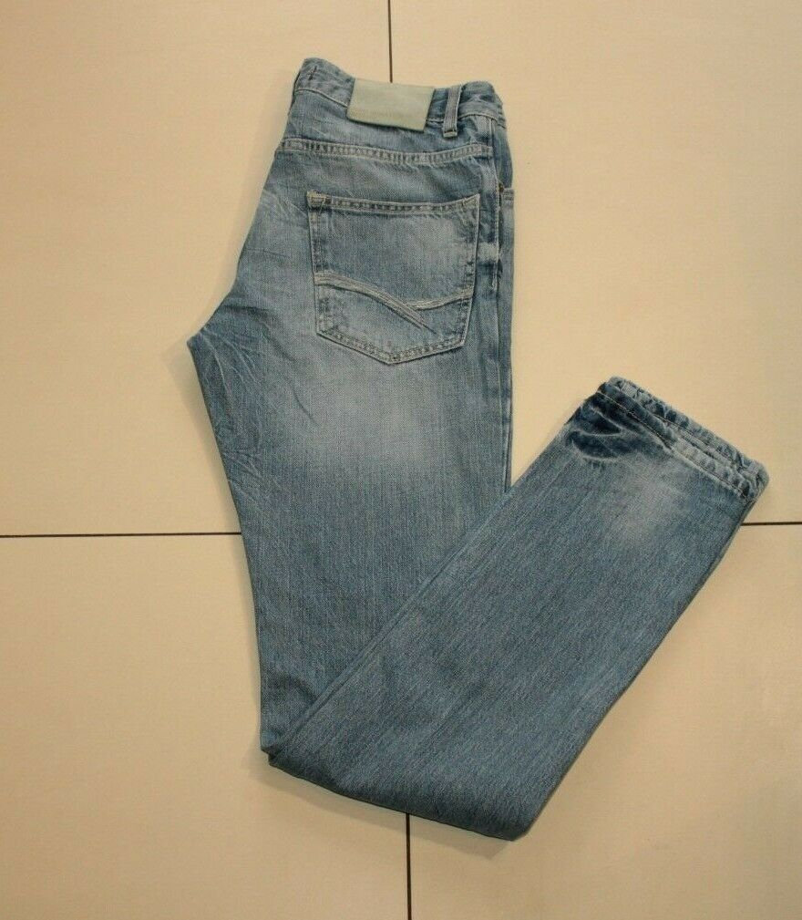 Vintage Men Es Blue Denim Henrynchoice Button Mid Rise Slim Distressed Jeans W 29 L 32 von NeringasVintageStore